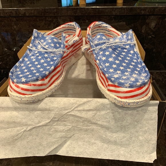 Hey Dude Shoes | Hey Dude Wally Stars \u0026 Stripesusa Flag Red White Blue | Color: Blue/Red | Size: 7 | Jonesyken's Closet
